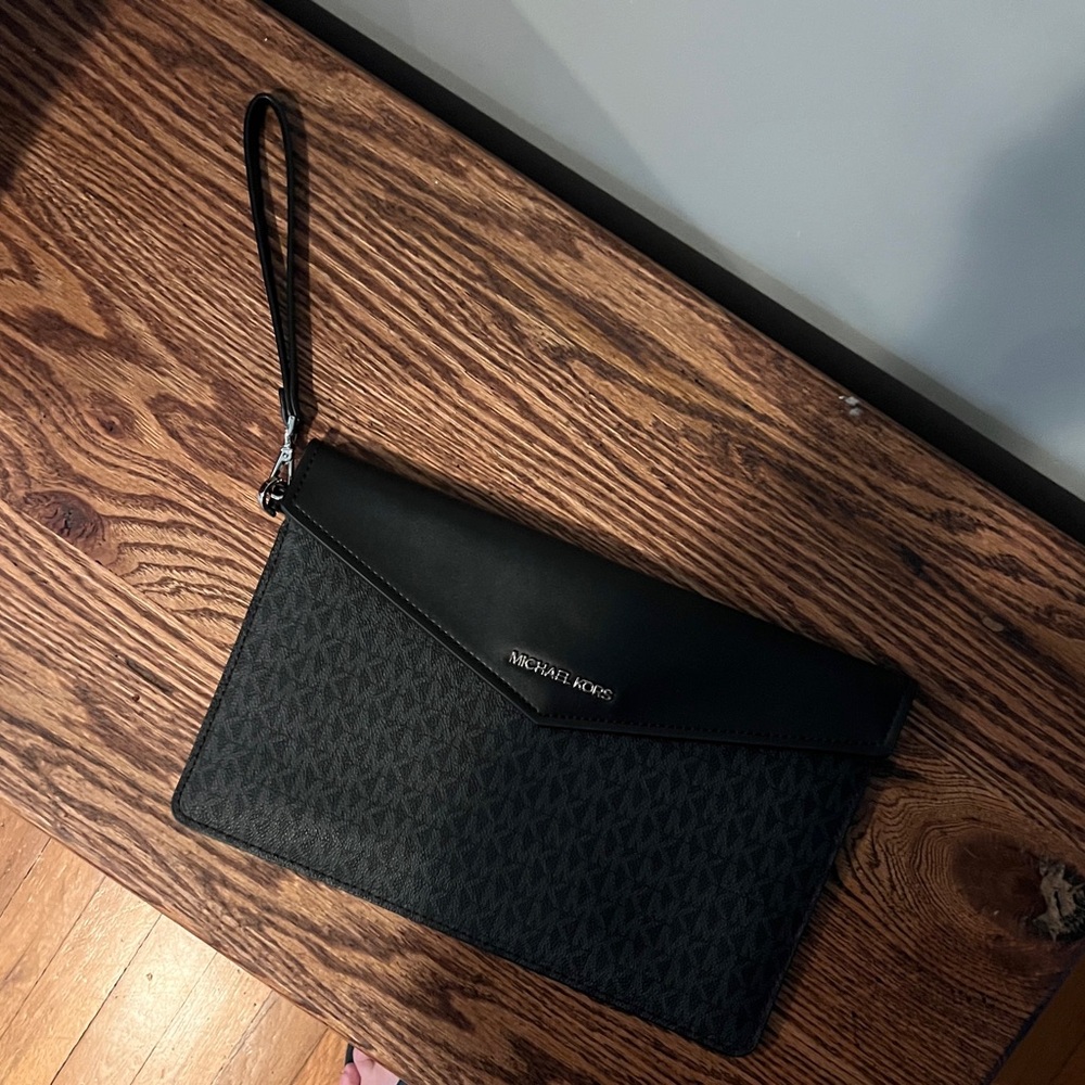 Michael Kors Black Portfolio Envelope Clutch Bag
